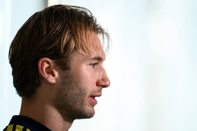 260323 Benjamin Nygren of the Swedish national football team in the mixed zone after a training session on March 23, 2026 in Valencia Photo Joel Marklund BILDBYRAN kod JM JM0804 bbeng fotboll football soccer fotball vm kval fifa world cup qualifier qualifier träning practice training sverige sweden sverige a  Copyright: JOELxMARKLUND BB260323JM083