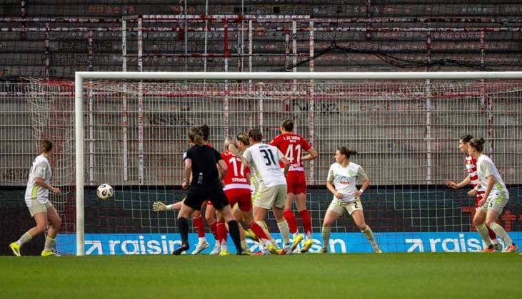 Soccer, Women, Season 2025 2026, Google Pixel Women Bundesliga 21 Matchday , 1 FC Union Berlin Werder Bremen, Lia Kamber 41 1 Women 1 FC Union scores the goal for 1 0 against goalkeeper Mariella El Sherif Werder Bremen , 23 03 2026, Copyright: xMatthiasxKochx