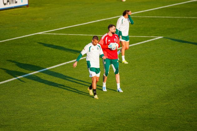 CALCIO - FIFA Mondiali - Italy training session Gianluigi Donnarumma and Leonardo Spinazzola during Italy training session, FIFA World Cup, WM, Weltmeisterschaft, Fussball match in Florence, Italy, March 23 2026 Florence Italy  Copyright: xIPAxSport ABACAx
