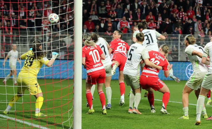 Amber Tysiak 26 scores the goal for 2 0 duel Match scene Action Sport Football Soccer Women Womens Bundesliga 21 Matchday Season 2025 2026 23 03 2026 1 FC Union Berlin vs SV Werder Bremen DFL regulations prohibit any use of photographs as image sequences and or quasi video