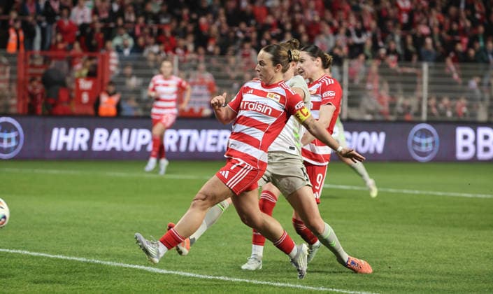 Lisa Heiseler scores the goal for the 3 0 duel Match scene Action Sport Football Soccer Women Womens Bundesliga 21 Matchday Season 2025 2026 23 03 2026 1 FC Union Berlin vs SV Werder Bremen DFL regulations prohibit any use of photographs as image sequences and or quasi video
