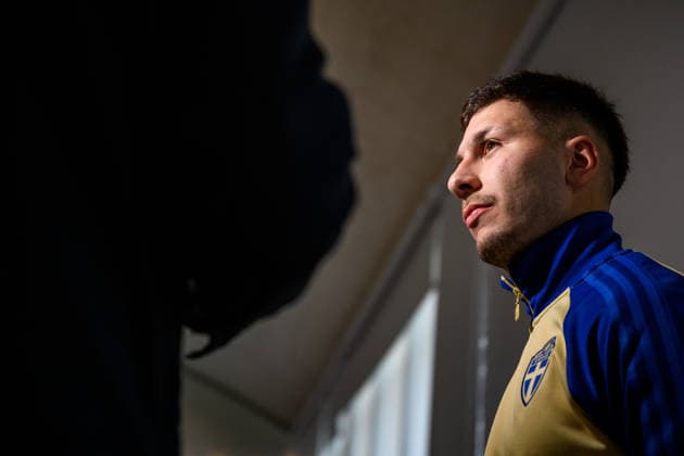 260323 Roony Bardghji of the Swedish national football team in the mixed zone after a training session on March 23, 2026 in Valencia Photo Joel Marklund BILDBYRAN kod JM JM0804 bbeng fotboll football soccer fotball vm kval fifa world cup qualifier qualifier träning practice training sverige sweden sverige a  Copyright: JOELxMARKLUND BB260323JM112