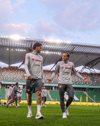 23.03.2026 WARSZAWA -STADION LEGII PILKA NOZNA (FOOTBALL) ZGRUPOWANIE REPREZENTACJI POLSKI ELIMINACJE MISTRZOSTW SWIATA FIFA 2026 ( FIFA World Cup, WM, Weltmeisterschaft, Fussball 26â ¢ UEFA Qualifiers ) TRENING REPREZENTACJI POLSKI NZ JOZEF MLYNARCZYK, PIOTR ZIELINSKI FOTO LUKASZ GROCHALA CYFRASPORT NEWSPIX.PL --- newspix.pl 