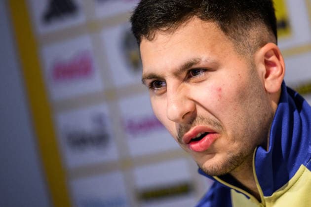 260323 Roony Bardghji of the Swedish national football team in the mixed zone after a training session on March 23, 2026 in Valencia Photo Joel Marklund BILDBYRAN kod JM JM0804 bbeng fotboll football soccer fotball vm kval fifa world cup qualifier qualifier träning practice training sverige sweden sverige a  Copyright: JOELxMARKLUND BB260323JM118