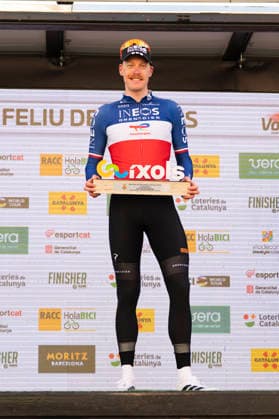 March 23, 2026, Sant Feliu De Guixols, Girona, Spain: Sant Feliu De Guixols. Dorian Godon wears the leader s jersey after stage 1 of Volta Catalunya. Volta Catalunya 2026  - ZUMAm214 20260323_zip_m214_042 Copyright: xMatteoxSeccix