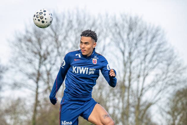 260323 Antonio Nusa of the Norwegian national football team during a training session on March 23, 2026 in Wijdewormer Photo Vegard Grott BILDBYRAN kod VG VG0897 bbeng fotball football soccer fotboll norge norway trening träning training practice amsterdam  Copyright: VEGARDxGRoTT BB260323VG001