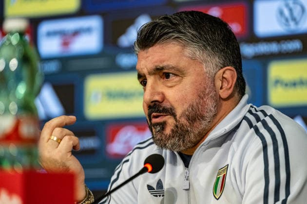 Italy U21, U 21 Training Session & press conference, PK, Pressekonferenz Italy head coach Gennaro Gattuso attends a press conference at the FIGC Technical Centre in Coverciano ahead of Italy s upcoming international fixtures on March 23, 2026, in Coverciano, Italy. Coverciano Italy  Copyright: xGiacomoxCosuax originalFilename:cosua-notitle260323_npeA9.jpg