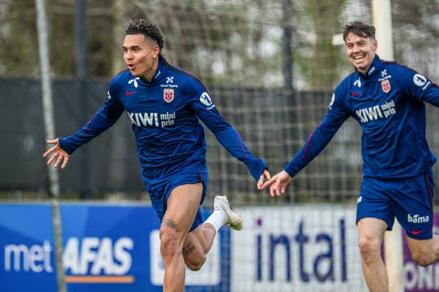 260323 Antonio Nusa of the Norwegian national football team during a training session on March 23, 2026 in Wijdewormer Photo Vegard Grott BILDBYRAN kod VG VG0897 bbeng fotball football soccer fotboll norge norway trening träning training practice amsterdam  Copyright: VEGARDxGRoTT BB260323VG013