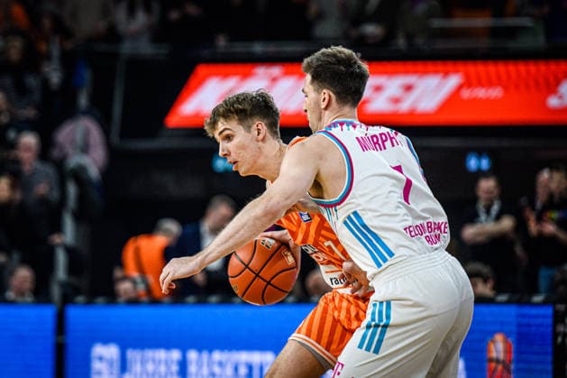 Neu Ulm, Germany, 23 03 26 Tobias Jensen ratiopharm ulm and Grayson Murphy Telekom Baskets Bonn battle for the ball during the Basketball Bundesliga match between ratiopharm ulm vs Telekom Baskets Bonn at the ratiopharm Arena on March 23, 2026 in Neu Ulm, Germany Photo by Harry Langer DeFodi Images ratiopharm Arena, Germany, 23 03 26 Tobias Jensen ratiopharm ulm and Grayson Murphy Telekom Baskets Bonn battle for the ball during the Basketball Bundesliga match between ratiopharm ulm vs Telekom Baskets Bonn at Neu Ulm on March 23, 2026 in ratiopharm Arena, Germany Photo by Harry Langer DeFodi Images Photo by Harry Langer DeFodi Images