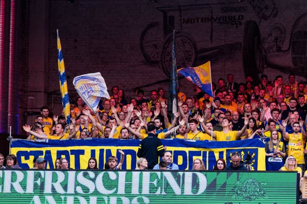 Barmer 2 Basketball Bundesliga ProA RheinStars Cologne vs. Phoenix Hagen, 23 03 2026 The Phoenix Hagen fans who traveled with them create a great atmosphere Barmer 2 Basketball Bundesliga ProA RheinStars Cologne vs. Phoenix Hagen, Cologne, Motorworld on 23 03 2026 Copyright: xBEAUTIFULxSPORTS Wunderlx