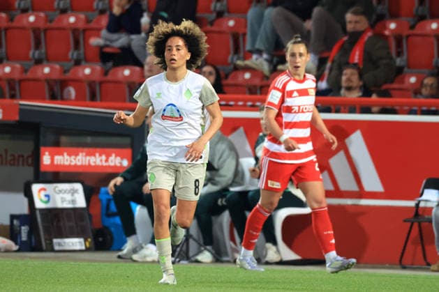 DEU, 1 BL, Frauen, 1 FC Union vs Werder Bremen, 23 03 2026, Stadion Alte Foersterei, Berlin, DEU, 1 BL, Frauen, 1 FC Union vs Werder Bremen, im Bild Amira Arfaoui Werder Bremen 8 DFL regulations prohibit any use of Photographs as image sequences and or quasi video nordphotoxGmbHx xEngler nph00076