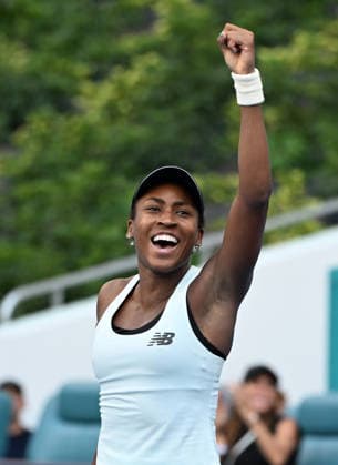 MIAMI GARDENS FL - MARCH 23: Coco Gauff reacts after defeating Sorana Cirstea during The Miami Open held at Hard Rock Stadium on March 23, 2026 in Miami Gardens, Florida. Copyright: xmpi04 MediaPunchx