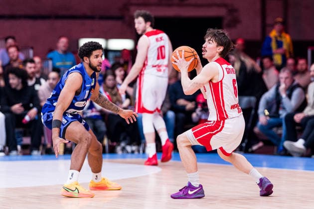 Barmer 2 Basketball Bundesliga ProA RheinStars Cologne vs Phoenix Hagen, 23 03 2026 Marvin Omonigho Omuvwie Phoenix Hagen, 11 , Jasper Günther RheinStars Cologne, 6 on the ball Barmer 2 Basketball Bundesliga ProA RheinStars Cologne vs Phoenix Hagen, Cologne, Motorworld on 23 03 2026 Copyright: xBEAUTIFULxSPORTS Wunderlx