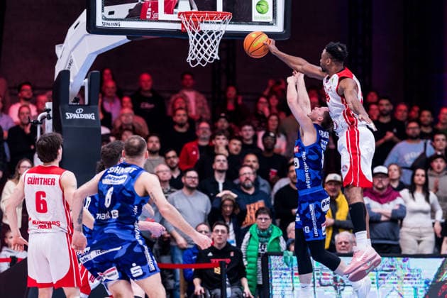 Barmer 2 Basketball Bundesliga ProA RheinStars Cologne vs Phoenix Hagen, 23 03 2026 Bjarne Kraushaar Phoenix Hagen, 4 in the throw, Hall B Elisias RheinStars Cologne, 34 blocks Barmer 2 Basketball Bundesliga ProA RheinStars Cologne vs Phoenix Hagen, Cologne, Motorworld on 23 03 2026 Copyright: xBEAUTIFULxSPORTS Wunderlx