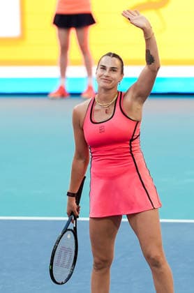 March 23, 2026, Miami Gardens, Florida, USA: Aryna Sabalenka waves to the crowd after winning her women s third round singles match against Qinwen Zheng (not pictured) in the at the 2026 Miami Open presented by Itau at Hard Rock Stadium. Miami Gardens USA - ZUMAw109 20260323_fap_w109_036 Copyright: xDebbyxWongx