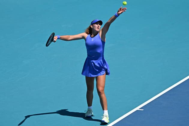 Itau Miami Tennis Open - Mirra Andreeva Mirra Andreeva (RUS) during her third round match at the Itau Miami Tennis Open in Miami , USA, on March 23, 2026. Photo by Corinne Dubreuil ABACAPRESS.COM Miami United States  Copyright: xDubreuilxCorinne ABACAx