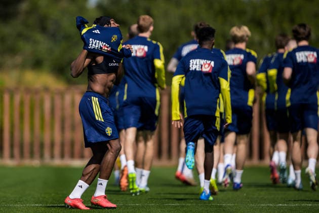 260324 Anthony Elanga of the Swedish national football team during a training session on March 24, 2026 in Valencia Photo Joel Marklund BILDBYRAN code JM JM0805 bbeng fotboll football soccer fotball vm kval fifa world cup qualifier qualifier träning practice training sverige sweden sverige a  Copyright: JOELxMARKLUND BB260324JM004