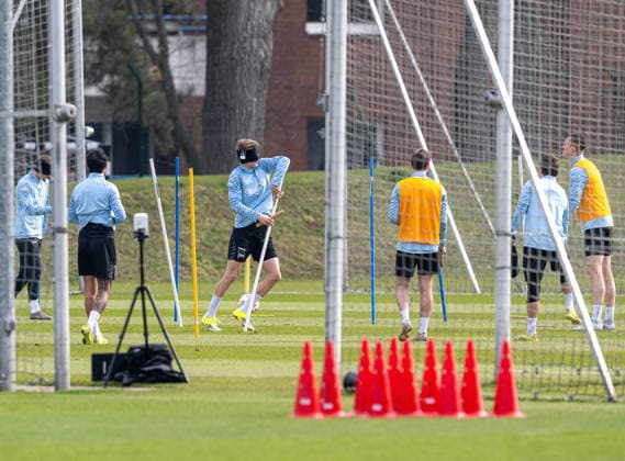 Soccer, Men, Season 2025 26, 2 Bundesliga, Hertha BSC, Training, Luca Schuler Hertha BSC blind, 24 03 2026, Copyright: xSebastianxRäppold MatthiasxKochx