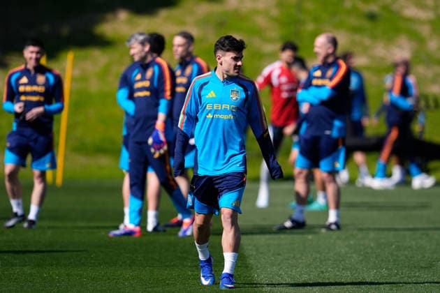 March 24, 2026, Las Rozas, Madrid, Spain: Ander Barrenetxea during the training session of Spain Team ahead of the International Friendly, Länderspiel, Nationalmannschaft match against Serbia at Ciudad del Futbol on March 24, 2026, in Las Rozas, Madrid, Spain. Training Session Of Spain Team - International Friendly - ZUMAa181 20260324_zaa_a181_026 Copyright: xDennisxAgyemanx