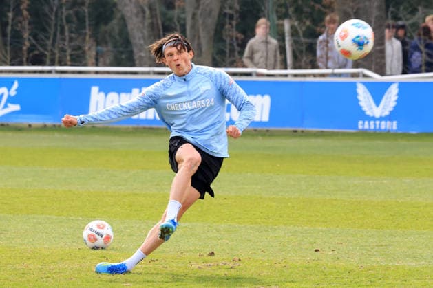 DEU, DFL, 2 FBL Hertha BSC, Training, 24 03 2026, Sportforum, Berlin, DEU, DFL, 2 FBL Hertha BSC, Training, im Bild Fabian Reese Hertha BSC Berlin 11 DFL regulations prohibit any use of Photographs as image sequences and or quasi video nordphotoxGmbHx xEngler nph00076