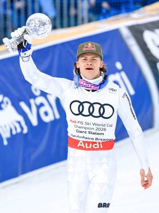 ALPINE SKIING - FIS WC Final Lillehammer HAFJELL,NORWAY,24.MAR.26 - ALPINE SKIING - FIS World Cup Final, giant slalom, men. Image shows Lucas Pinheiro Braathen (BRA). Keywords: crystal globe.  GEPAxpictures xWolfgangxGrebien