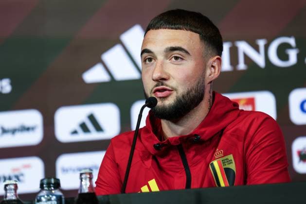 Belgium s Zeno Debast pictured during a press conference, PK, Pressekonferenz of the Red Devils, the Belgian national soccer team, in Tubize on Tuesday 24 March 2026. The team is preparing for its friendly games against the United States and Mexico. These games are preparation games of the 2026 World Cup. BRUNOxFAHY  x168759941x