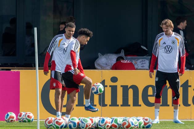 Report 24 03 2026 First training session for the mens national soccer team at adidas in Herzogenaurach ahead of the international matches against Switzerland and Ghana A bit of playing with the ball at the start Herzogenaurach Bavaria Germany