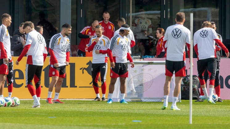 Report 24 03 2026 First training session for the mens national soccer team at adidas in Herzogenaurach ahead of the international matches against Switzerland and Ghana A bit of playing with the ball at the start Herzogenaurach Bavaria Germany