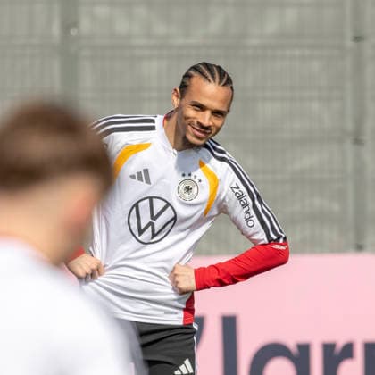 Report 24 03 2026 First training session of the mens national soccer team at adidas in Herzogenaurach ahead of the international matches against Switzerland and Ghana Leroy SanÃ Herzogenaurach Bavaria Germany