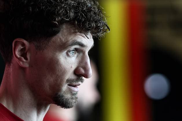 Belgium s Thomas Meunier pictured during a press conference, PK, Pressekonferenz of the Red Devils, the Belgian national soccer team, in Tubize on Tuesday 24 March 2026. The team is preparing for its friendly games against the United States and Mexico. These games are preparation games of the 2026 World Cup. BRUNOxFAHY  x168760785x