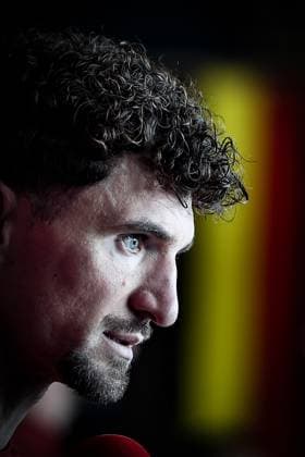 Belgium s Thomas Meunier pictured during a press conference, PK, Pressekonferenz of the Red Devils, the Belgian national soccer team, in Tubize on Tuesday 24 March 2026. The team is preparing for its friendly games against the United States and Mexico. These games are preparation games of the 2026 World Cup. BRUNOxFAHY  x168760802x
