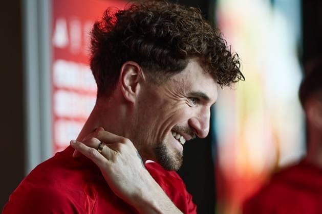 Belgium s Thomas Meunier pictured during a press conference, PK, Pressekonferenz of the Red Devils, the Belgian national soccer team, in Tubize on Tuesday 24 March 2026. The team is preparing for its friendly games against the United States and Mexico. These games are preparation games of the 2026 World Cup. BRUNOxFAHY  x168760814x