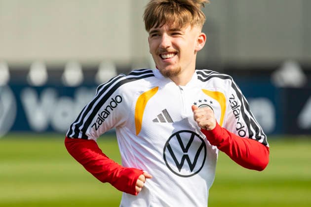 Report 24 03 2026 First training session for the mens national soccer team at adidas in Herzogenaurach ahead of the international matches against Switzerland and Ghana New to the national team Lennart Karl Herzogenaurach Bavaria Germany