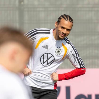 Report 24 03 2026 First training session of the mens national soccer team at adidas in Herzogenaurach ahead of the international matches against Switzerland and Ghana Leroy SanÃ Herzogenaurach Bavaria Germany