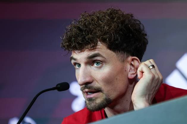Belgium s Thomas Meunier pictured during a press conference, PK, Pressekonferenz of the Red Devils, the Belgian national soccer team, in Tubize on Tuesday 24 March 2026. The team is preparing for its friendly games against the United States and Mexico. These games are preparation games of the 2026 World Cup. BRUNOxFAHY  x168763071x