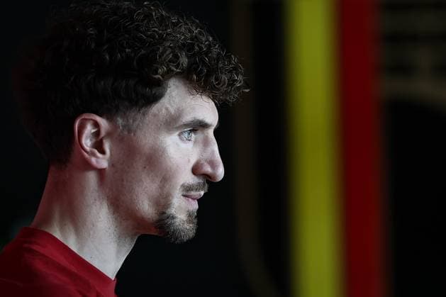 Belgium s Thomas Meunier pictured during a press conference, PK, Pressekonferenz of the Red Devils, the Belgian national soccer team, in Tubize on Tuesday 24 March 2026. The team is preparing for its friendly games against the United States and Mexico. These games are preparation games of the 2026 World Cup. BRUNOxFAHY  x168763602x