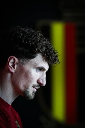 Belgium s Thomas Meunier pictured during a press conference, PK, Pressekonferenz of the Red Devils, the Belgian national soccer team, in Tubize on Tuesday 24 March 2026. The team is preparing for its friendly games against the United States and Mexico. These games are preparation games of the 2026 World Cup. BRUNOxFAHY  x168763800x