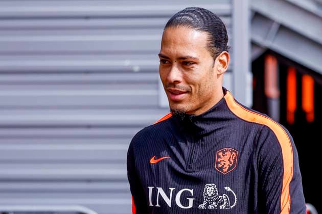 Virgil van Dijk of the Netherlands looks on Training Session of the Netherlands national team, Nationalteam Netherlands Training Session and press conference, PK, Pressekonferenz Netherlands Training Session and Press Conference, KNVB Campus, March 24, 2026, Zeist, Netherlands.