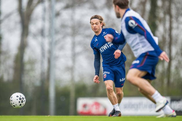 260324 Patrick Berg of the Norwegian national football team during a training session on March 24, 2026 in Wijdewormer Photo Vegard Grott BILDBYRAN kod VG VG0899 bbeng fotball football soccer fotboll norge norway trening träning training practice amsterdam  Copyright: VEGARDxGRoTT BB260324VG003