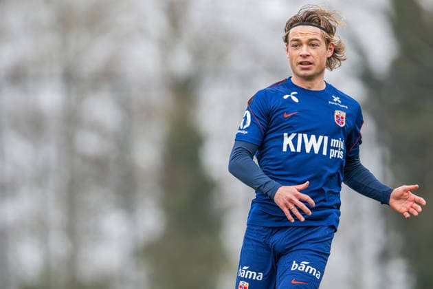 260324 Patrick Berg of the Norwegian national football team during a training session on March 24, 2026 in Wijdewormer Photo Vegard Grott BILDBYRAN kod VG VG0899 bbeng fotball football soccer fotboll norge norway trening träning training practice amsterdam  Copyright: VEGARDxGRoTT BB260324VG005