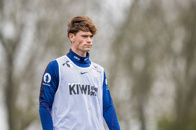 260324 Henrik Falchener of the Norwegian national football team during a training session on March 24, 2026 in Wijdewormer Photo Vegard Grott BILDBYRAN kod VG VG0899 bbeng fotball football soccer fotboll norge norway trening träning training practice amsterdam  Copyright: VEGARDxGRoTT BB260324VG008