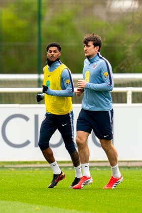 England Training & Media Marcus Rashford and Harry Maguire during the England training session at St. George s Park, Burton upon Trent, England on 24 March 2026 Credit: Alex Young Every Second Media Editorial use only. All images are copyright Every Second Media Limited. No images may be reproduced without prior permission. Copyright: xIMAGO EveryxSecondxMediax ESM-1876-0015 AlexxYoungx xEveryxSecondxMediax