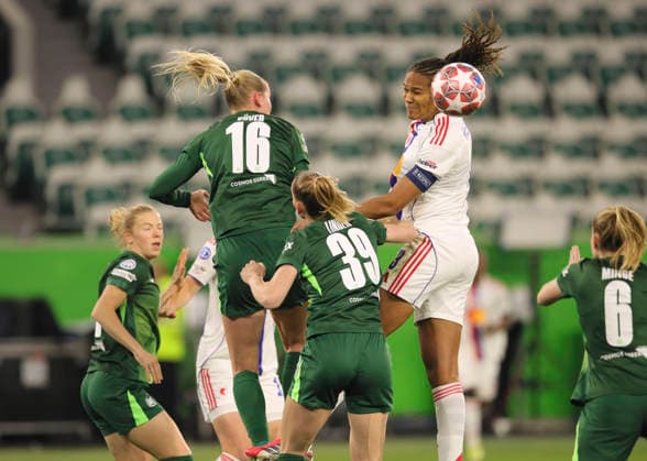 Photo Marie Antoinette KATOTO Lyon vs Camilla KÜVER Wolfsburg , left Football Womens Champions League on Tue 24 03 2026 Quarterfinal VfL Wolfsburg Olympique Lyon