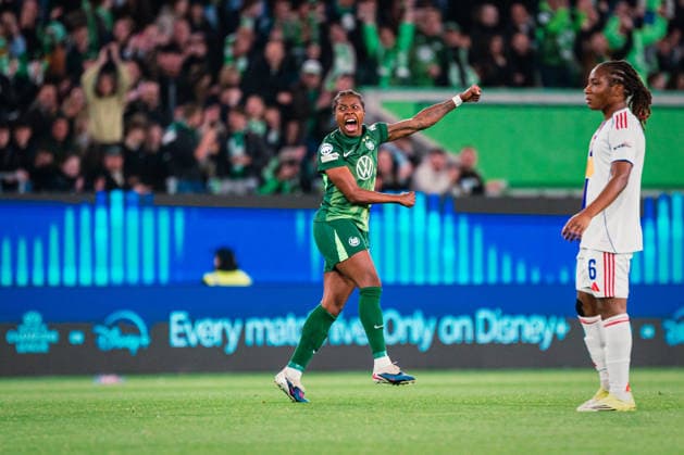 UWCL VfL Wolfsburg vs OL Lyonnes, 24 03 2026 GOAL, CHEER by Lineth Beerensteyn VfL Wolfsburg, 9 UEFA Women s Champions League, quarter-final, first leg VfL Wolfsburg vs OL Lyonnes on 24 03 2026 at Volkswagen Arena, Wolfsburg DFB DFL REGULATIONS PROHIBIT ANY USE OF PHOTOGRAPHS AS IMAGE SEQUENCES AND OR QUASI VIDEO Copyright: xBEAUTIFULxSPORTS Tonhäuserx