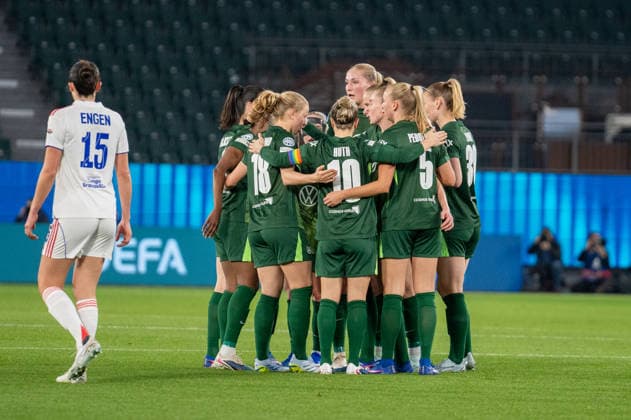 Germany, Football, UEFA, Womens Champions League, quarter-final, first leg 2025 2026 VfL Wolfsburg OL Lyonnes on 24 03 in Wolfsburg Volkswagen Arena Shot Goal 1 0 Lineth Beerensteyn VfL Wolfsburg 9 Cheers Joy Emotions Goal celebration Copyright: xSvenxHeidmannx