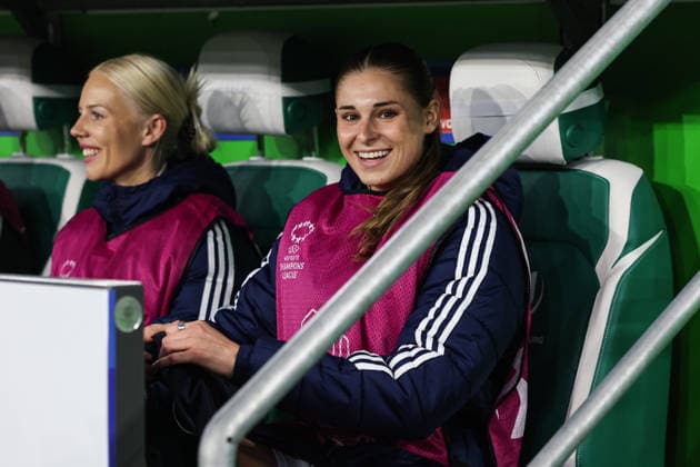 Jule Brand OL Lyonnes Lyon,29 Womens Champions League quarter-finals 2025 2026 season VfL Wolfsburg vs OL Lyonnes Lyon at the Volkswagen Arena in Wolfsburg Football,Women,Women,Women,Germany,24 03 2026