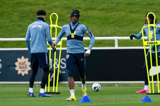 England Training & Media Noni Madueke during the England training session at St. George s Park, Burton upon Trent, England on 24 March 2026 Credit: Alex Young Every Second Media Editorial use only. All images are copyright Every Second Media Limited. No images may be reproduced without prior permission. Copyright: xIMAGO EveryxSecondxMediax ESM-1876-0055 AlexxYoungx xEveryxSecondxMediax
