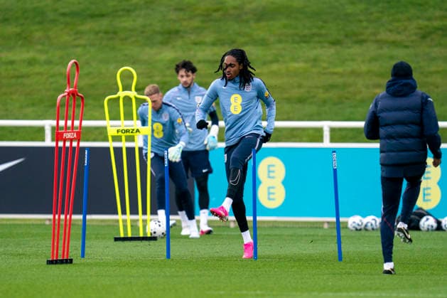 England Training & Media Djed Spence during the England training session at St. George s Park, Burton upon Trent, England on 24 March 2026 Credit: Alex Young Every Second Media Editorial use only. All images are copyright Every Second Media Limited. No images may be reproduced without prior permission. Copyright: xIMAGO EveryxSecondxMediax ESM-1876-0057 AlexxYoungx xEveryxSecondxMediax