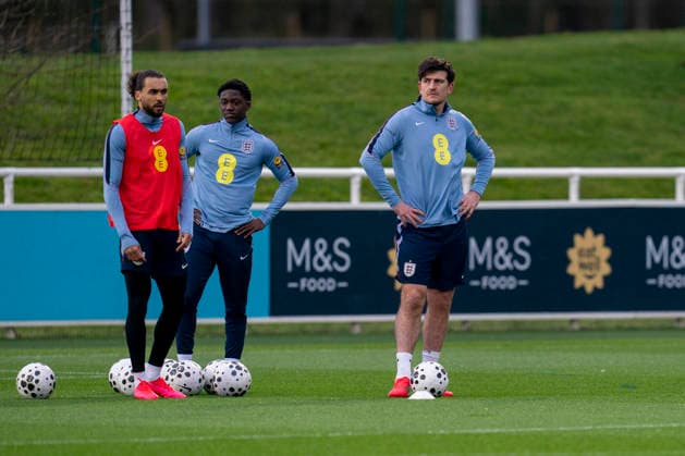 England Training & Media Dominic Calvert-Lewin, Kobbie Mainoo and Harry Maguire during the England training session at St. George s Park, Burton upon Trent, England on 24 March 2026 Credit: Alex Young Every Second Media Editorial use only. All images are copyright Every Second Media Limited. No images may be reproduced without prior permission. Copyright: xIMAGO EveryxSecondxMediax ESM-1876-0060 AlexxYoungx xEveryxSecondxMediax