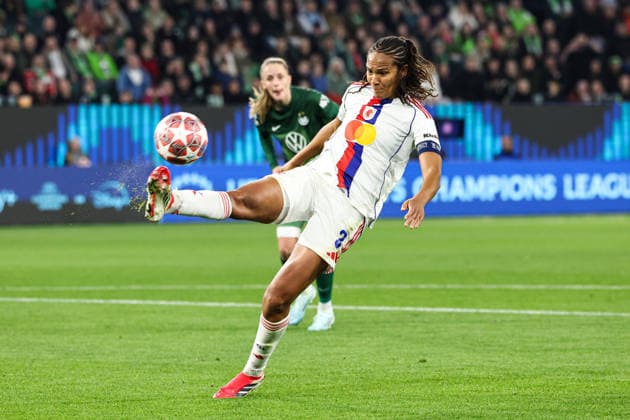 Wendie Renard OL Lyonnes Lyon,3 Womens Champions League quarter-finals 2025 2026 season VfL Wolfsburg vs OL Lyonnes Lyon at the Volkswagen Arena in Wolfsburg action,soccer,woman,women,ladies,Germany,24 03 2026